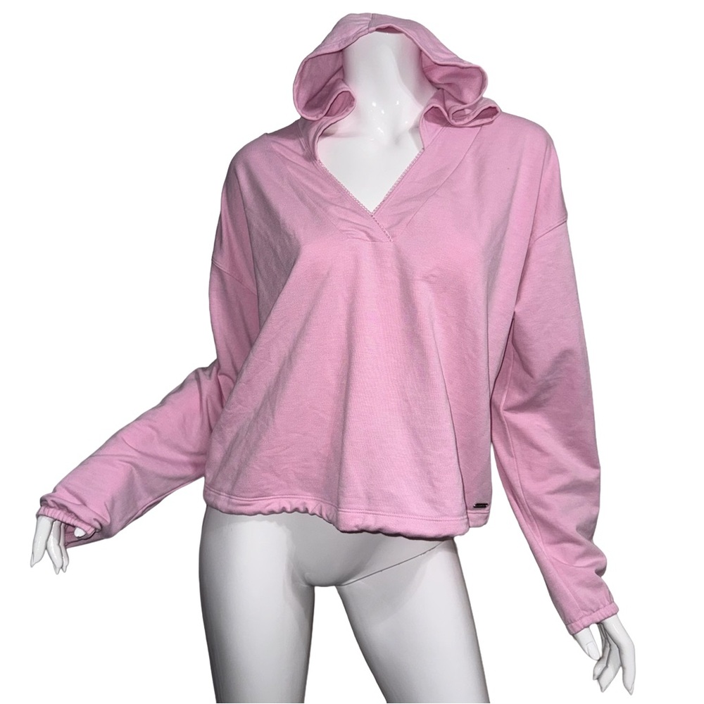 Adore Me Pink Fleece Pullover Hoodie Sweatshirt Cozycore Loungewear Coquette